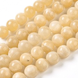 Chapelets de perles en jade topaze naturelle, ronde, 12mm, Trou: 1mm, environ 34~35 pcs / brin, 15.75 pouce (40 cm)
