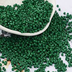 Perles de rocaille en verre, cylindre, vert foncé, 2x1.5mm, Trou: 1mm, environ 5599 pcs/50 g