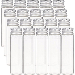 Botellas de vidrio, con tapa de aluminio con tornillos y tapón de silicona, frasco vacío, Platino, Claro, 8x2.2 cm, capacidad: 20ml (0.67 fl. oz), 20 unidades / caja