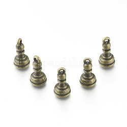 Charms in lega, pezzi degli scacchi pedone, bronzo antico, 14.5x7.5mm, Foro: 1.5 mm