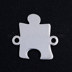 201 Stainless Steel Links connectors, Stamping Blank Tag, Puzzle, Stainless Steel Color, 15x15x1mm, Hole: 1.5mm