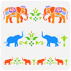 Fingerinspire Elefanten-Rand-Malschablone, 11.8x11.8,[5] cm, wiederverwendbare Zeichnungsschablone mit indischem Elefantenmuster, Blumen- und Tier-Elefanten-Dekorationsschablone zum Malen auf Holz, Wand und Möbel