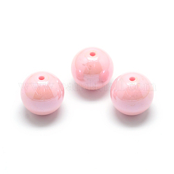 Pearlized Style Acrylic Beads, Round, Pink, 12mm, Hole: 2mm, about 530pcs/500g