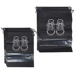 WADORN 10pcs Shoe Bags for Travel, Portable Travel Shoe Bag Drawstring Closure Shoe Pouches Dustproof Shoes Organizer Bag Non-Woven Fabric Shoes Storage Bag, Black(10.6