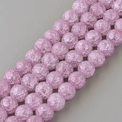 Chapelets de perles en quartz craquelé synthétique, ronde, teinte, Prune, 8mm, Trou: 1mm, Environ 50 pcs/chapelet, 15.7 pouce