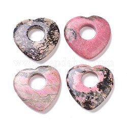 Ciondoli Rhodonite naturale, cuore, 39.5~41.5x40~41.5x7.5~8.5mm, Foro: 12~14.5 mm