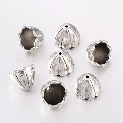 Cappucci di perline in lega,  piombo e cadmio libero, colore argento antico, circa 15 mm di lunghezza, 17 mm di larghezza, 17 mm di spessore, Foro: 2 mm