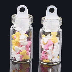 Ручной полимерной глины ногтей декоративные аксессуары, с стеклянной бутылкой для желаний и пластиковой пробкой для ccb, бантом, красочный, 4.5~5x3~4x0.1~1 мм, Бутылка: 27.5x11 мм, отверстие : 3 мм