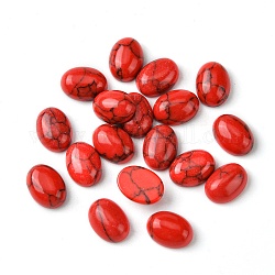 Cabochons turchese sintetico, tinto, ovale, rosso, 8~8.5x6~6.5x2.5~3.5mm