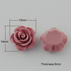 Resin Cabochons, Flower, Rosy Brown, 14x15x6mm