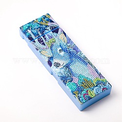 5D DIY Diamond Painting Stickers Kits For ABS Pencil Case Making, with Resin Rhinestones, Diamond Sticky Pen, Tray Plate and Glue Clay, Rectangle with Deer Pattern, Mixed Color, 20.5x7x2.5cm