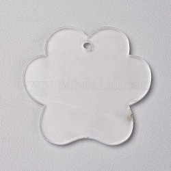 Transparent Blank Acrylic Pendants, for DIY Keychains, Bag Tags, Gift Tags, Christmas Ornaments, Flower, Clear, 54.5x58.5x2.5mm, Hole: 3.5mm