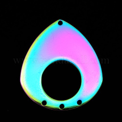 201 in acciaio inox Componenti per lampadari link, lacrima, Taglio laser, colore arcobaleno, 35x31.5x1mm, Foro: 1.6 mm