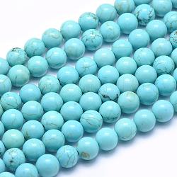 Brins de perles de magnésite naturelle, teints et chauffée, ronde, 8mm, Trou: 1mm, Environ 50 pcs/chapelet, 15.7 pouce (40 cm)