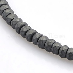 Граненый гальванический матовый стиль немагнитный синтетический гематит жемчужные бусины пряди, с черным покрытием, 3x2 мм, отверстие : 1 мм, около 150 шт / нитка, 15.5 дюйм