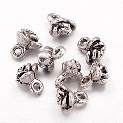 Metal Alloy Charms, Lead Free and Cadmium Free & Nickel Free, Flower, 6.5x6.5x8mm, Hole: 1mm