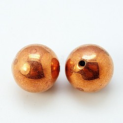 Brass Beads, Lead Free and Cadmium Free and Nickel Free, Round, Unplated, Size: about 16mm in  diameter, Hole: 2mm