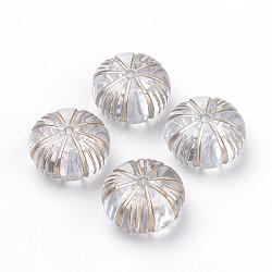 Perles acryliques transparentes, métal doré enlaça, rondelle / citrouille, clair, 12x7mm, Trou: 1mm, environ 703 pcs/500 g