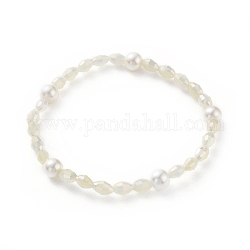 Galvanisieren Glaskugeln dehnen Armbänder, mit Glasperlen runde Perlen, Champagnergelb, 2-1/8 Zoll ~ 2-1/4 Zoll (5.5~5.8 cm)