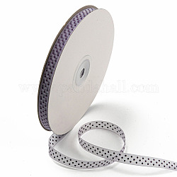 100 Yards Polka Dot Print Nylon Ribbons, Flat, Purple, 3/8 inch(10mm), about 100 Yards/Roll