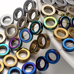 Electrochapa no-granos de hematites sintético -magnéticos hebras, anillo, color mezclado, 14x4mm, agujero: 1 mm, aproximamente 29 pcs / cadena, 15.7 pulgada