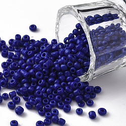 ガラスシードビーズ  不透明な色の種  ラウンド  ブルー  サイズ：直径約3mm  穴：1mm  約2222個/100g