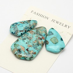 Ensembles de pendentifs en pierres précieuses teintées synthétiques et en jaspe impérial assemblés, larme, turquoise, 33~50x20~28x6~6.5mm, Trou: 1.5mm
