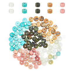 N Perlen 100 Stk. natürliche Edelsteinperlen, 4mm gemischte Heishi Perlen lose flache runde ungefärbte Perlen für Armband Halskette Ohrringe Schmuckherstellung, Bohrung: 0.7 mm