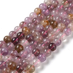 Hilos de perlas de cuarzo rutilado púrpura natural, redondo, 8mm, agujero: 0.9 mm, aproximamente 46 pcs / cadena, 15.35'' (39 cm)