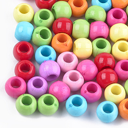 Acrylic European Beads, Large Hole Beads, Rondelle, Mixed Color, 10x8mm, Hole: 5mm, about 1100pcs/500g