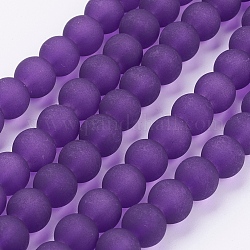 Chapelets de perles en verre transparent, mat, ronde, violet, 10mm, Trou: 1.3~1.6mm, Environ 80 pcs/chapelet, 31.4 pouce