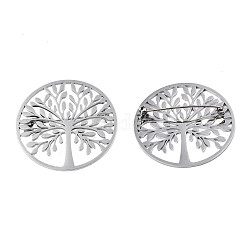 201 Stainless Steel Tree of Life Lapel Pin, Creative Badge for Backpack Clothes, Nickel Free & Lead Free, Stainless Steel Color, 42.5x7mm, Pin: 0.7mm