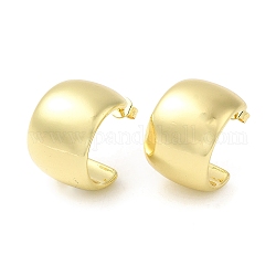 Rack Plating Brass Round Stud Earrings, Half Hoop Earrings, Cadmium Free & Lead Free, Long-Lasting Plated, Real 18K Gold Plated, 19x13.5mm