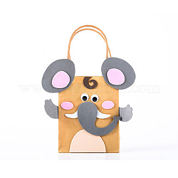DIY Rectangle with Elephant Pattern Kraft Paper Bag Making Set, Including Paper Bag, Non Woven Fabrics Stickers, Eyes Cabochons, Mixed Color, 306mm, Bag: 210x160x1.5mm, Unfold: 210x160x80mm