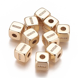 Brass Micro Pave Cubic Zirconia Beads, Horizontal Hole, Real 18K Gold Plated, Long-Lasting Plated, Cube with Letter, Clear, Letter.I, 9x9x9mm, Hole: 3.5mm