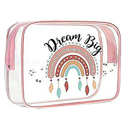 Sacchetti cosmetici in pvc trasparente con motivo arcobaleno bohémien, pochette impermeabile, borsa da toilette per donna, colorato, 20x15.5x6cm
