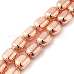 Brins de perles d'hématite non magnétiques synthétiques galvanisées, ovale, rose plaqué or, 9.5x8x6mm, Trou: 0.9mm, Environ 42 pcs/chapelet, 16.14'' (41 cm)