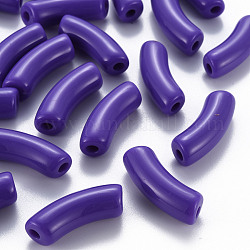 Opaque Acrylic Beads, Curved Tube, Dark Slate Blue, 36x13.5x11.5mm, Hole: 4mm, about 133pcs/500g