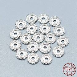 925 perles intercalaires granulées en argent sterling, couleur d'argent, 8x2mm, Trou: 1.8mm