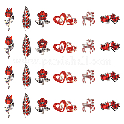 Fingerinspire 24pcs 6 style appliques de thème de la saint valentin, accessoires d'ornement en feutre et strass, formes mixtes, 26~62x21~59x2.4~3mm, 4 pièces / style