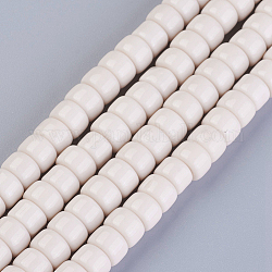 Chapelets de perles en verre opaque de couleur unie, colonne, couleur de coquillage, 8x5~6mm, Trou: 1.5mm, Environ 69 pcs/chapelet, 15.1 pouce ~ 15.3 pouces (38.5~39 cm)