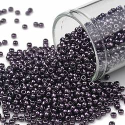 Cuentas de semillas redondas toho, Abalorios de la semilla japonés, (607) violeta metalizado alto, 8/0, 3mm, agujero: 1 mm, aproximamente 222 unidades / 10 g