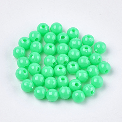 Opaque Plastic Beads, Round, Medium Aquamarine, 6x5.5mm, Hole: 1.8mm, about 4790pcs/500g
