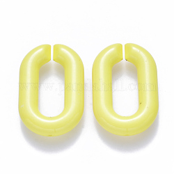 Anillos de enlace de acrílico opacos, conectores de enlace rápido, para hacer cadenas de cable, oval, amarillo, 31x19.5x5.5mm, diámetro interior: 19.5x7.5 mm