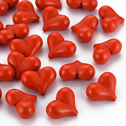Perline acrilico opaco, cuore, rosso, 17x22x10mm, Foro: 1.4 mm, circa 255pcs/500g