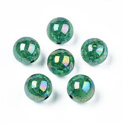 Transparente Beschichtung Acryl-Perlen, Runde, Meergrün, 19x19 mm, Bohrung: 2.5 mm, ca. 113 Stk. / 500 g