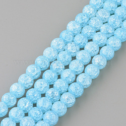 Crackle sintetico perle di quarzo fili, tondo, tinto, cielo azzurro, 8mm, Foro: 1 mm, circa 50pcs/filo, 15.7 pollice