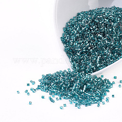 Perles de verre mgb matsuno, Perles de rocaille japonais, 11/0 trou de verre rond doublé d'argent hexagone deux perles de rocaille taillées, vert de mer clair, 2x1.5mm, Trou: 0.5mm, environ 44000 pcs / sachet , 450 g / sac