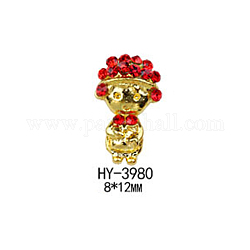 Cabochon in lega, nail art accessori decorativi, con strass di vetro, sposa, oro, zaffiro chiaro, 12x10mm