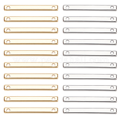 Brass Links Connectors, Nickel Free, Rectangle, Mixed Color, 20x2x1mm, Hole: 1mm, 2 colors, 20pcs/color, 40pcs/box